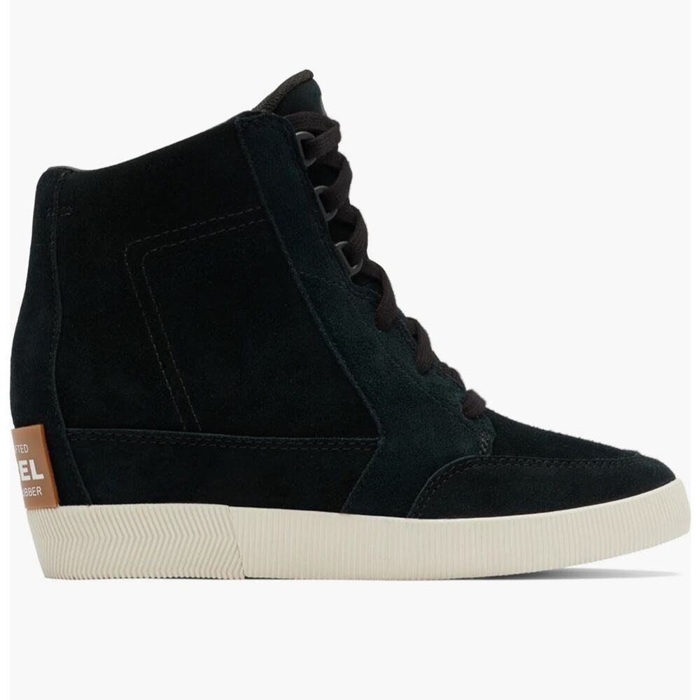 Sorel Out N About Wedge II Black Suede Lace Up Sneakers Women’s 9.5 Waterproof